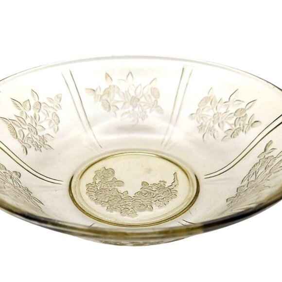 Vintage Federal Glass Amber Sharon Cabbage Rose Serving Bowls Set Of 2 - Picture 5 of 6